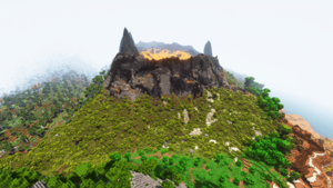 Volcanic peak and crater in the middle of a jungle.png